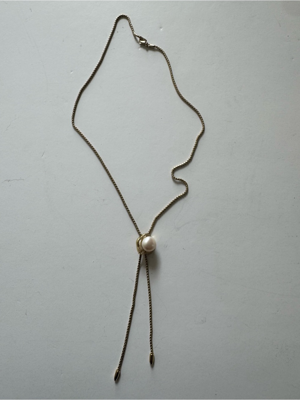 Gold Pearl Drop Y-Necklace - Women's Jewelry